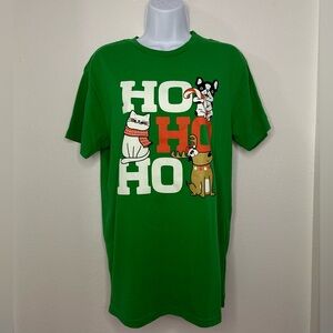 Christmas HoHoHo Cats Dogs Pets Green Short Sleeve Holiday T-shirt Unisex